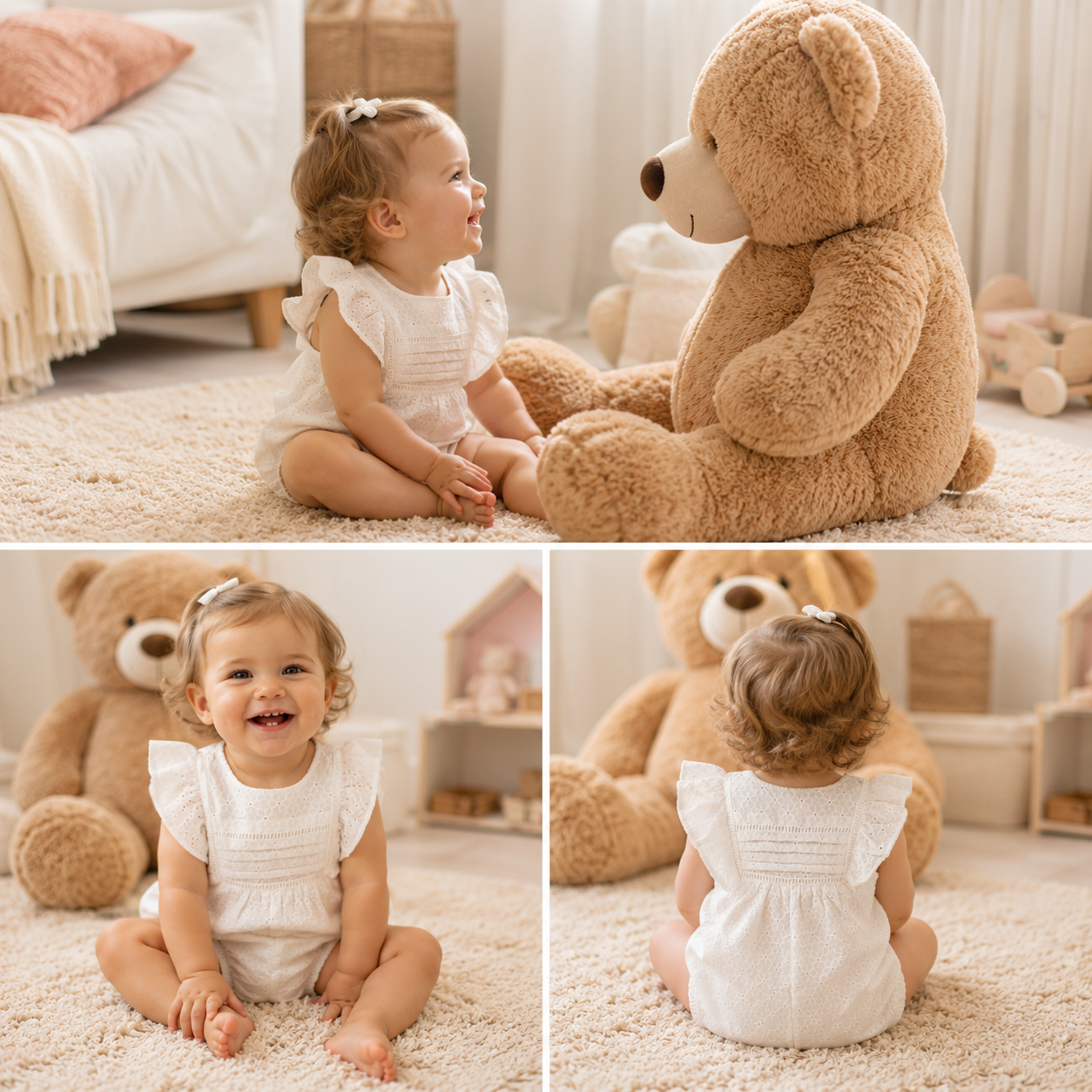 Pagliaccetto neonata in cotone bianco