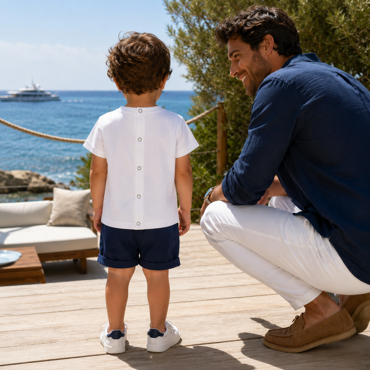 White kids' t-shirt with attached suspenders