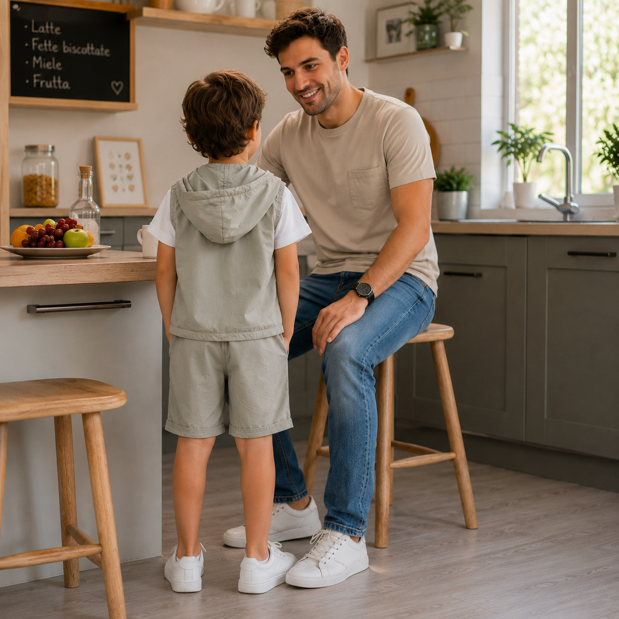 Completo 3 pezzi bimbo verde salvia