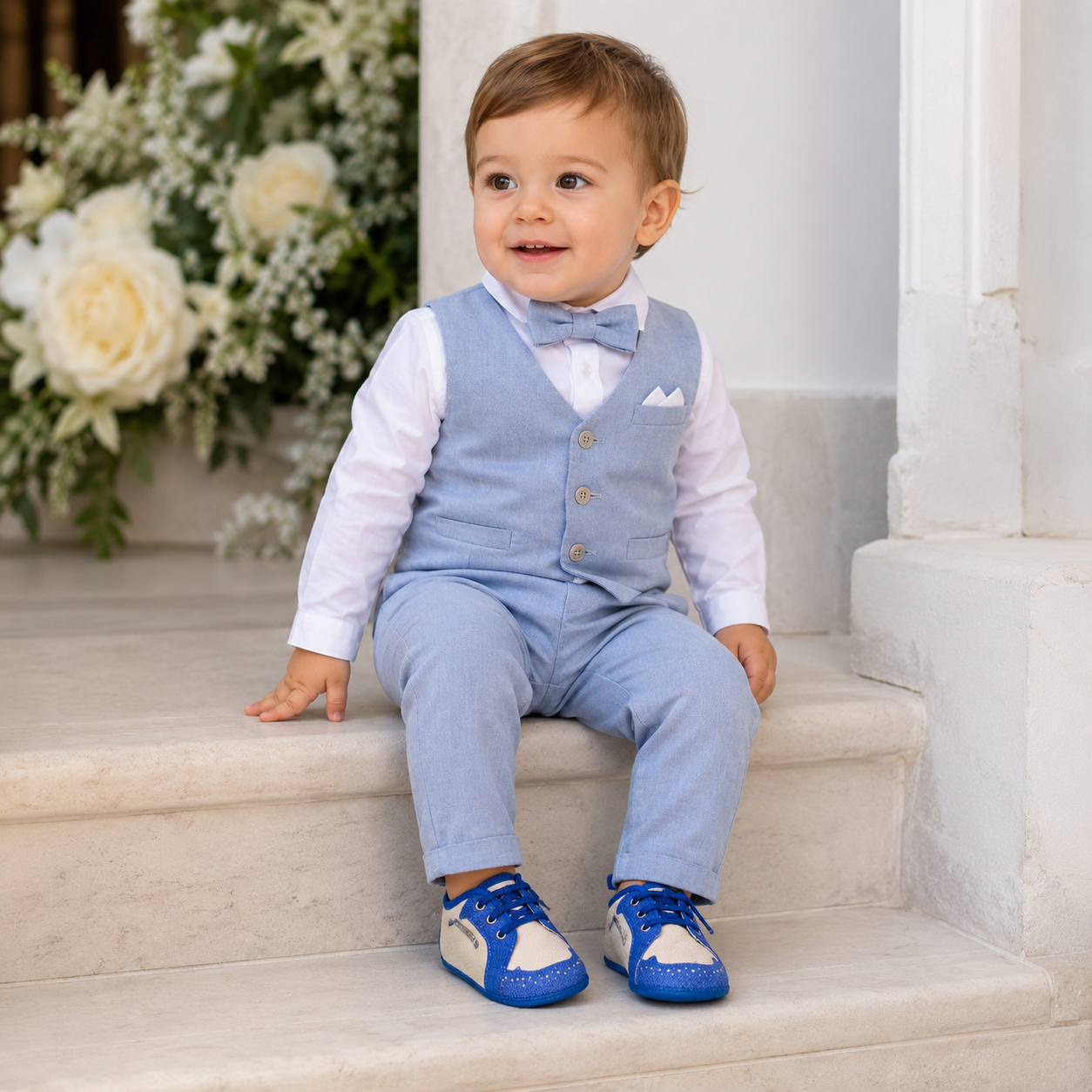 Scarpine neonato bicolor stile stringato sabbia e blu