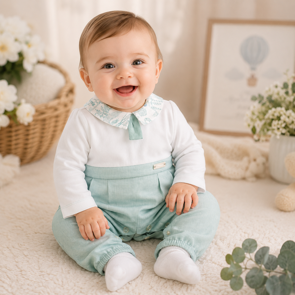 Tutina neonato Raul bianco e verde