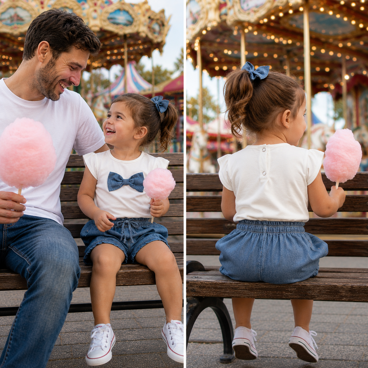 Completo estivo neonata t-shirt bianca e pantaloncino jeans