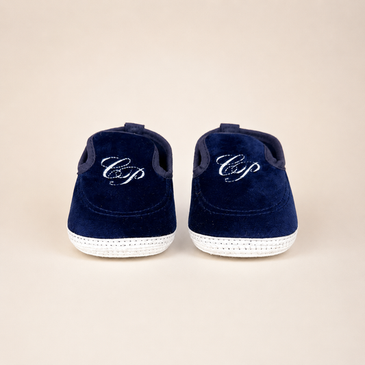 Elegant navy blue baby loafers
