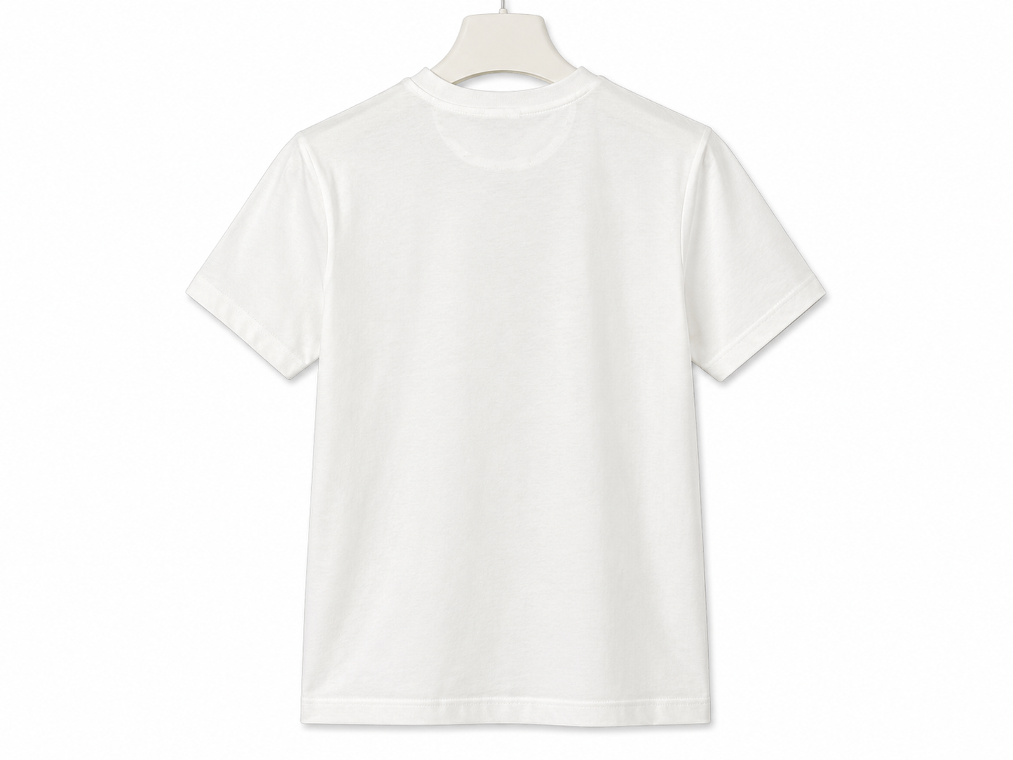 T-shirt bambino bianca con taschino fantasia corallo