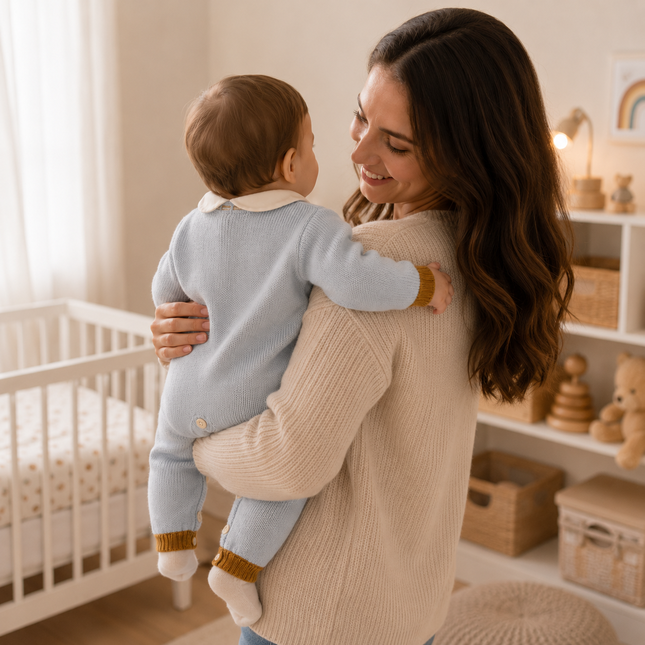 Tutina neonato in filo di cotone cielo