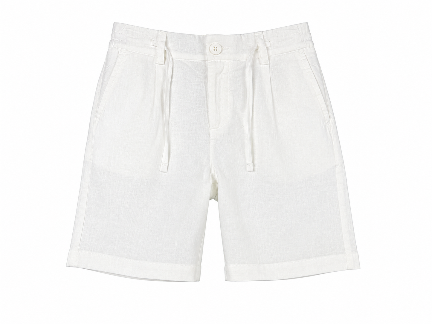 Boy's white linen blend Bermuda shorts
