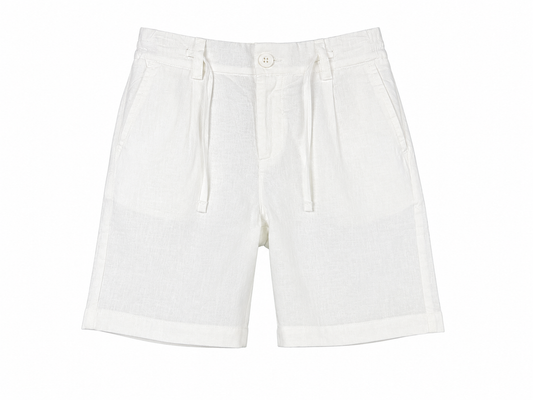 Boy's white linen blend Bermuda shorts