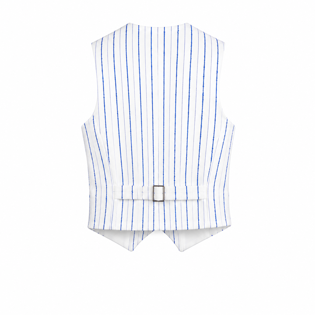 Elegant white waistcoat with royal blue stripes