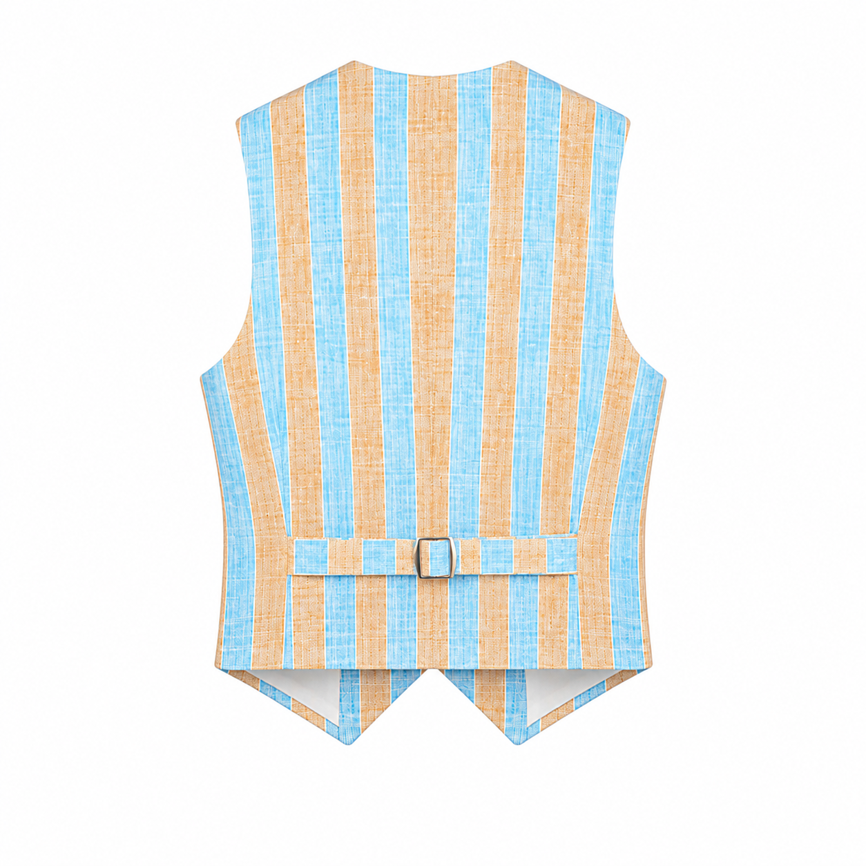 Double-breasted waistcoat in beige and light blue stripes
