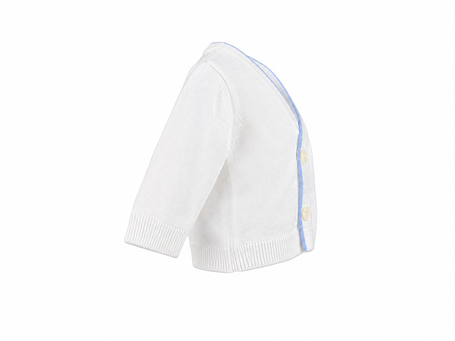 Elegant sky-white double-breasted cardigan