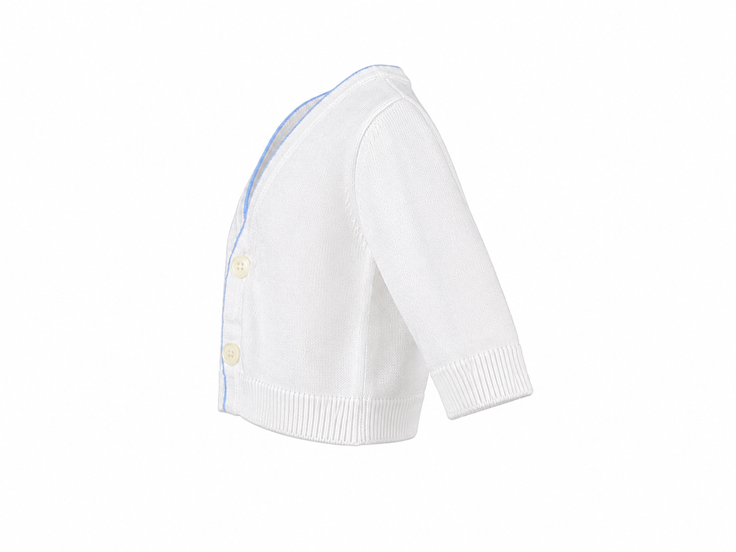 Elegant sky-white double-breasted cardigan