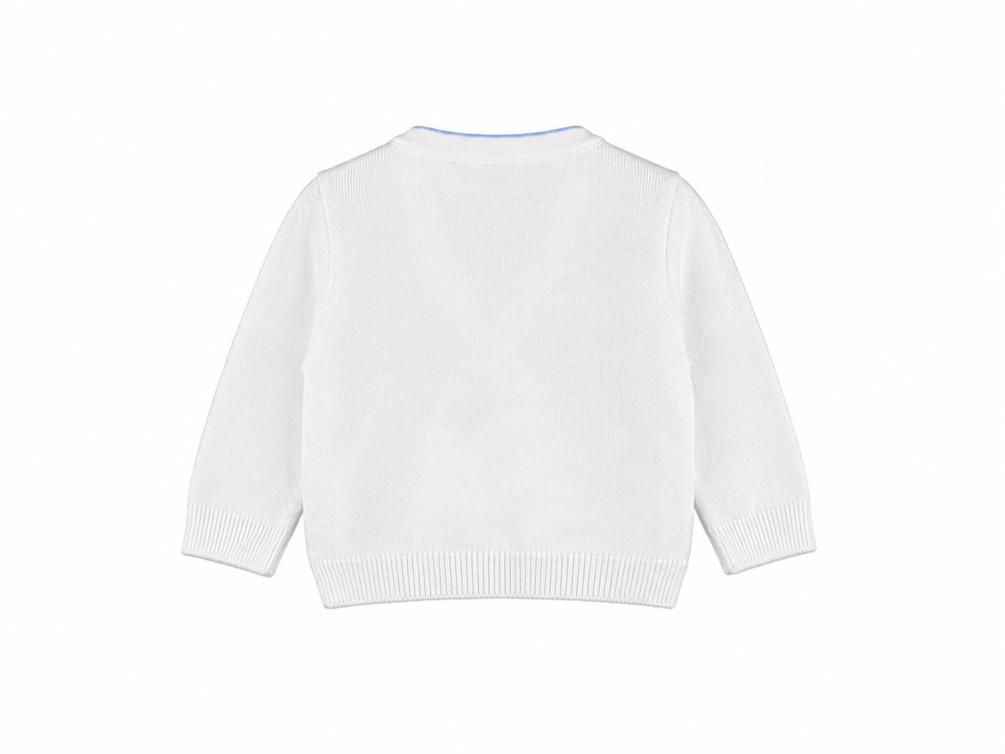 Elegant sky-white double-breasted cardigan