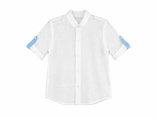 Baby white grandad collar shirt