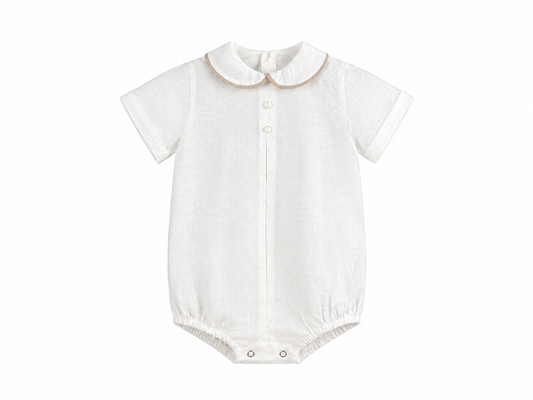 Ceremonial bodysuit shirt with a finished round collar