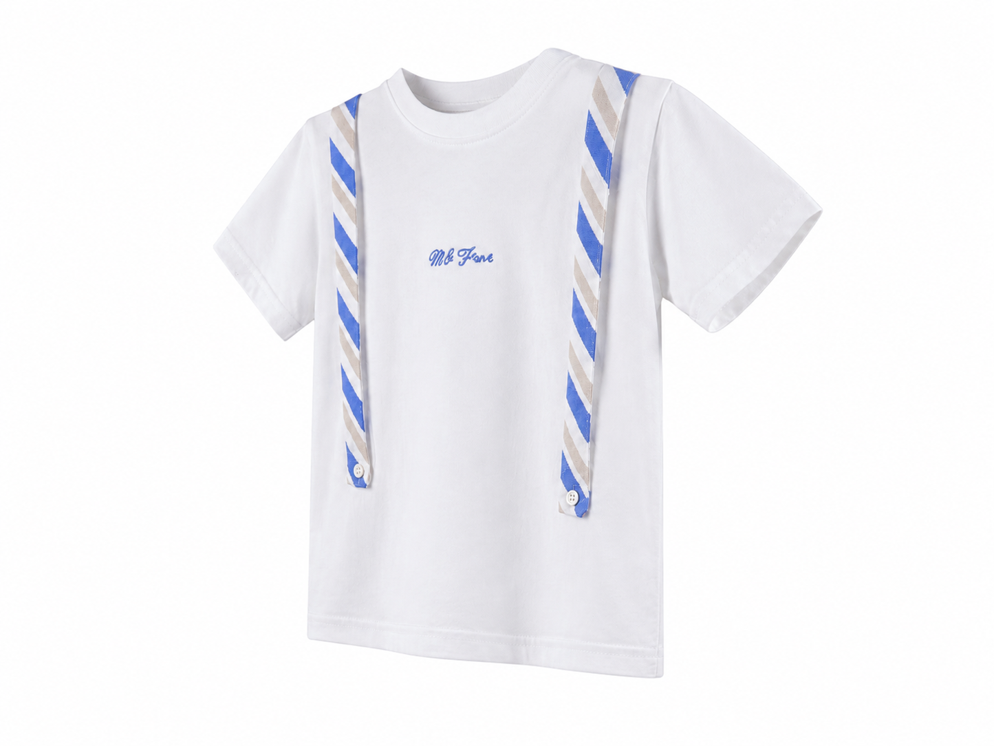 White kids' t-shirt with attached suspenders