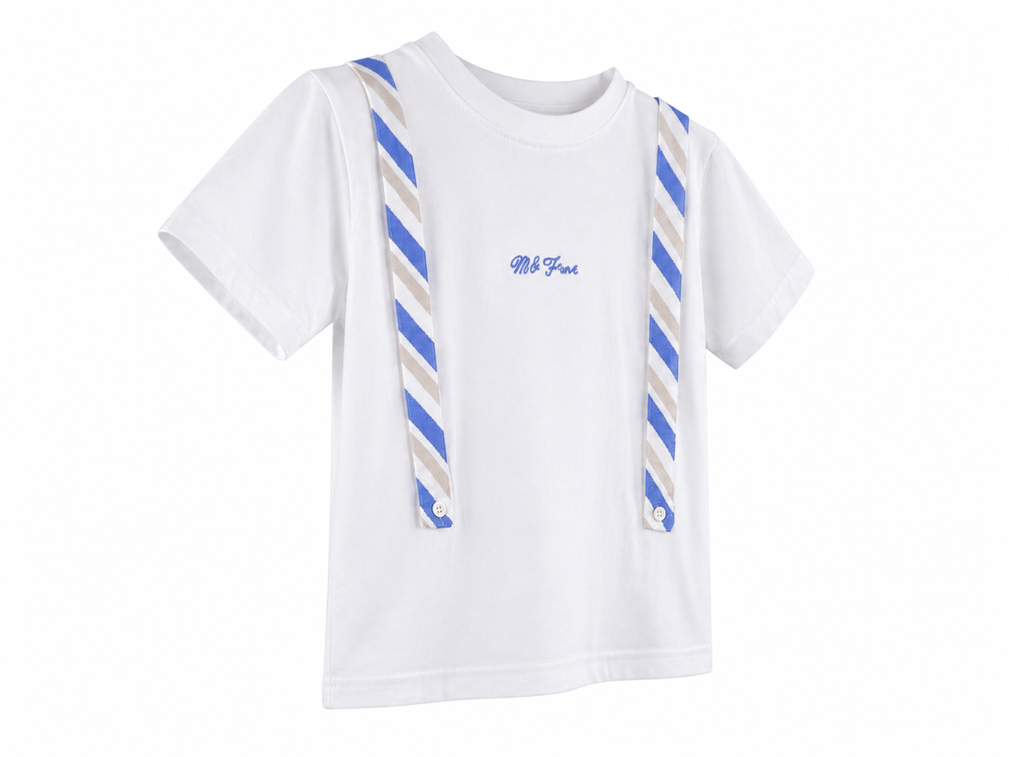 White kids' t-shirt with attached suspenders