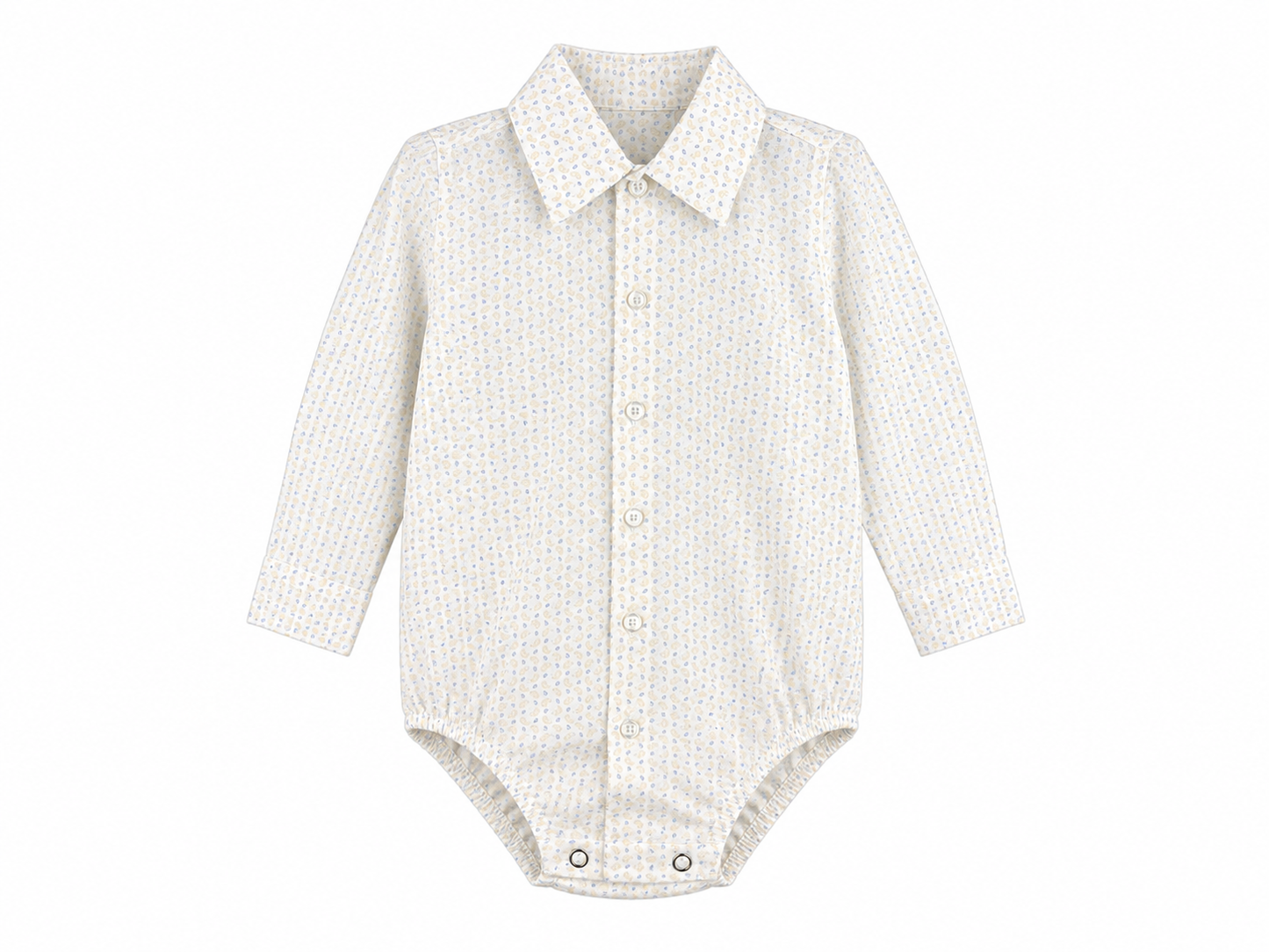 Baby bodysuit shirt with beige and light blue micro pattern