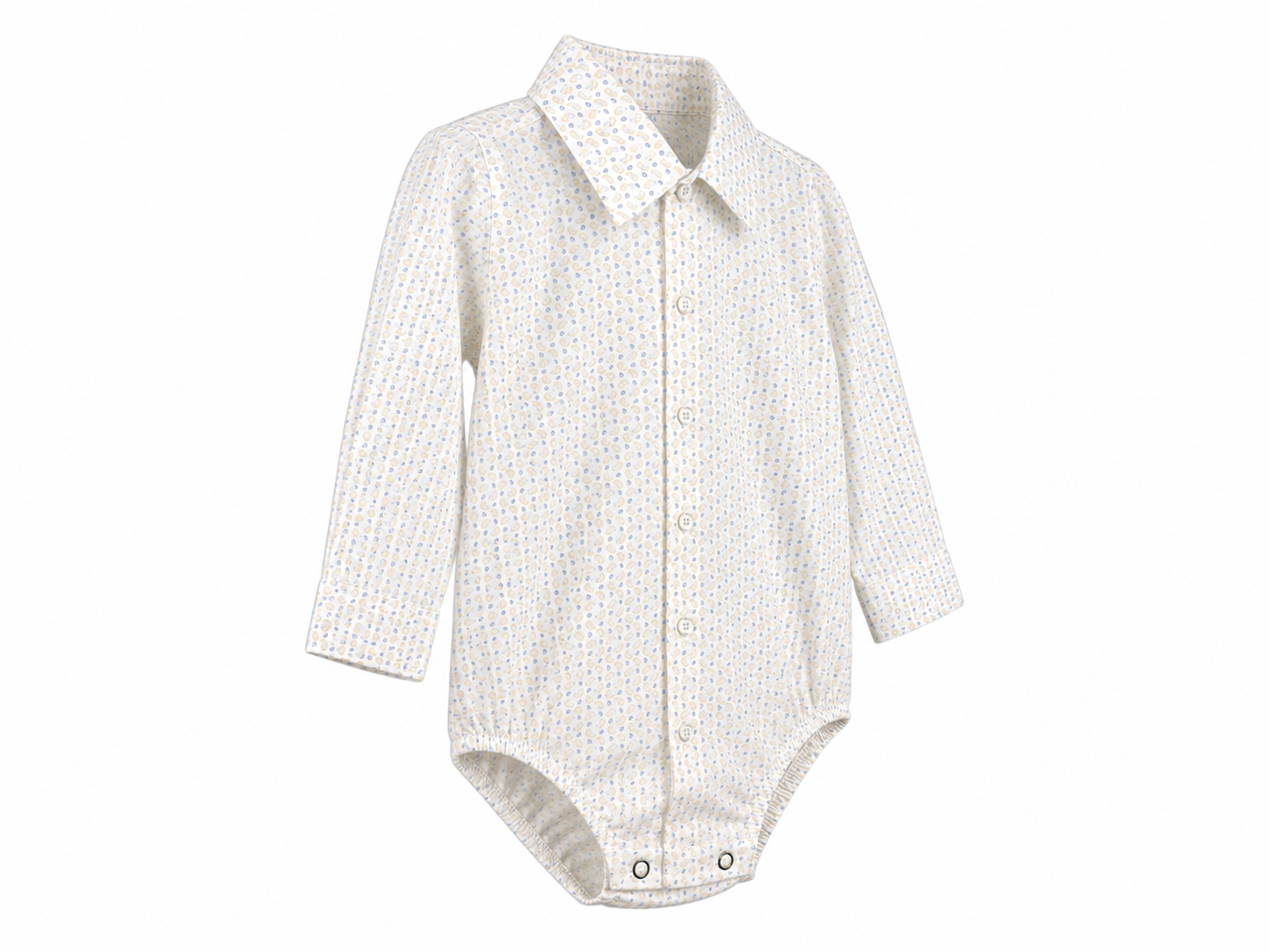Baby bodysuit shirt with beige and light blue micro pattern