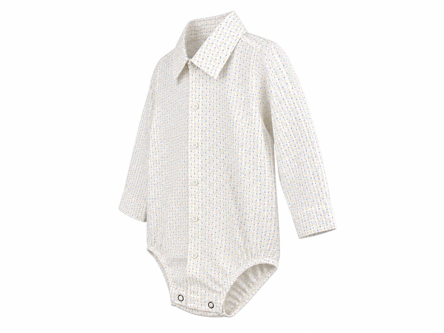 Baby bodysuit shirt with beige and light blue micro pattern