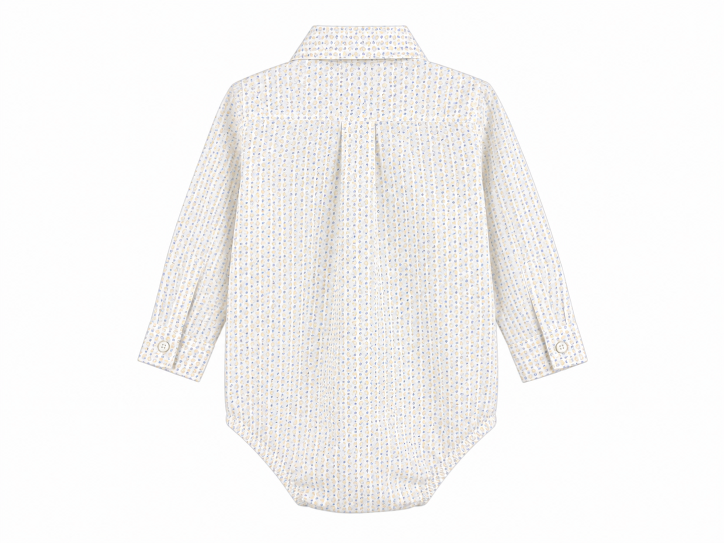 Baby bodysuit shirt with beige and light blue micro pattern