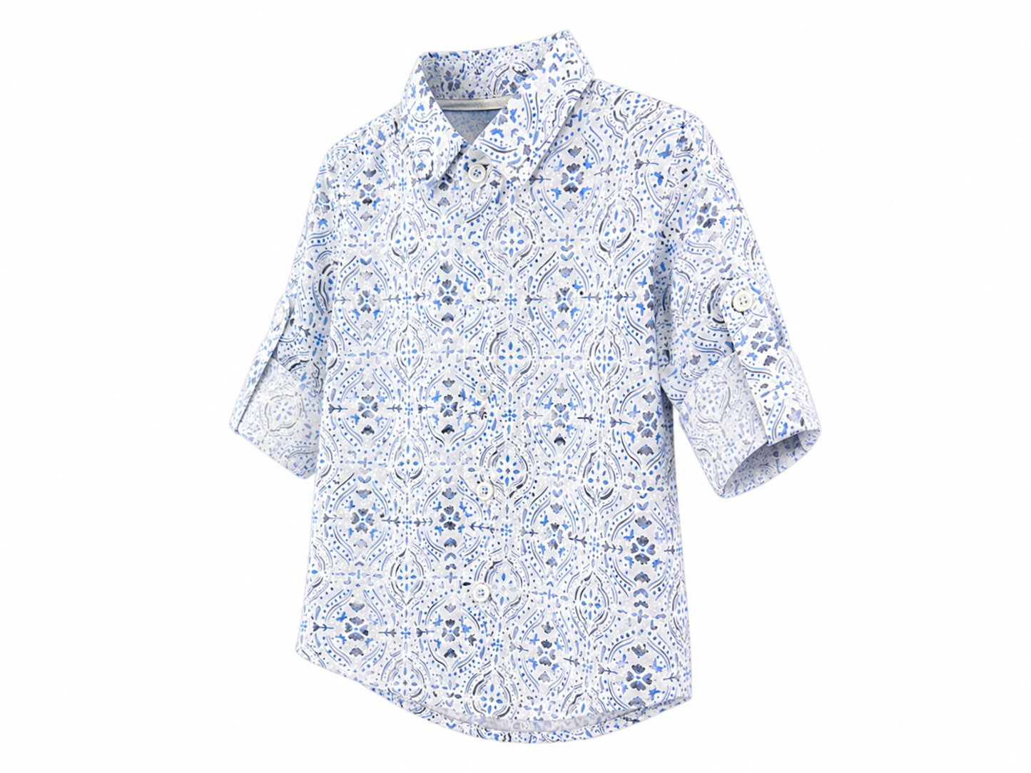Camicia neonato fantasia azzurra elegante