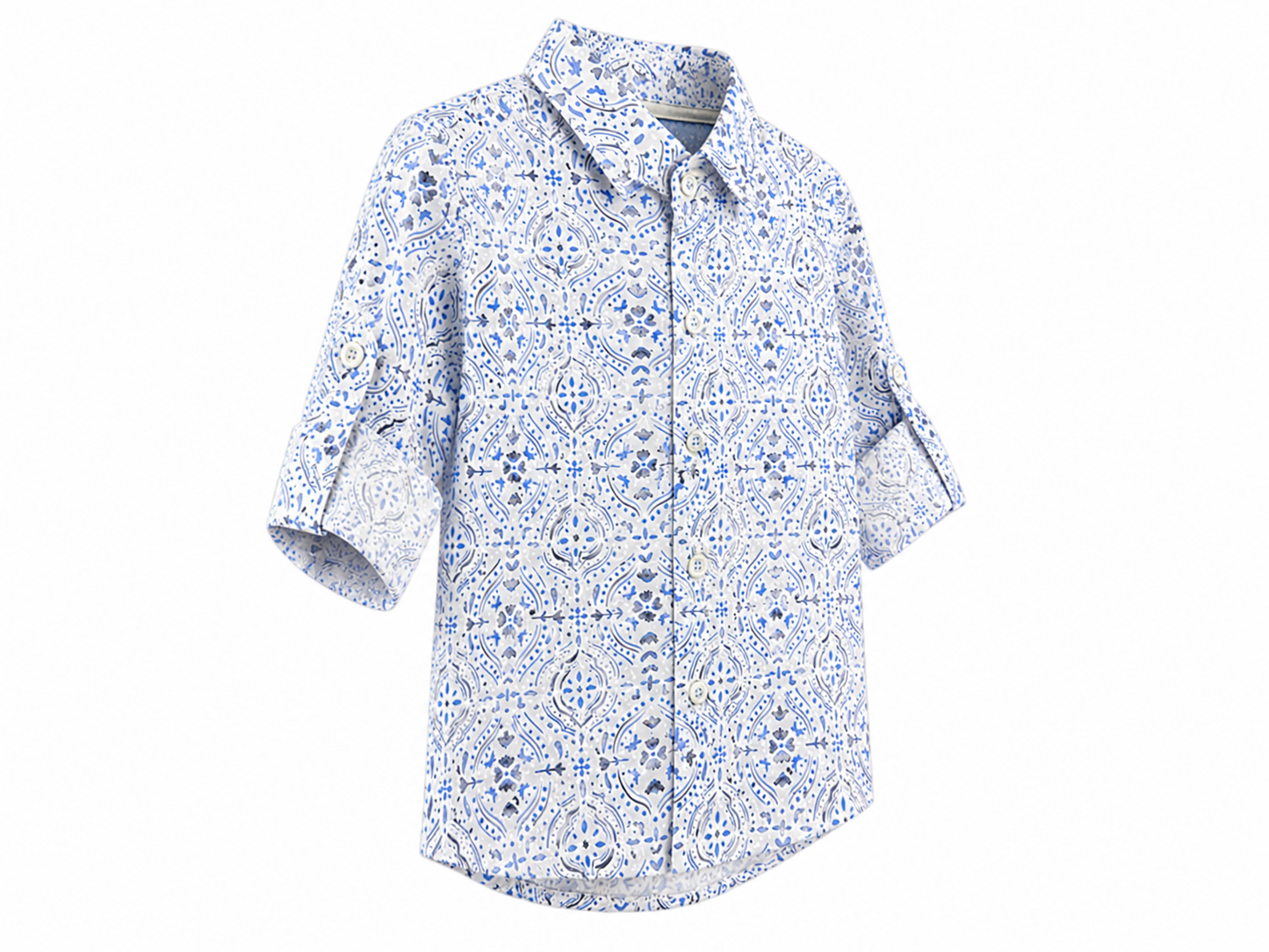 Camicia neonato fantasia azzurra elegante