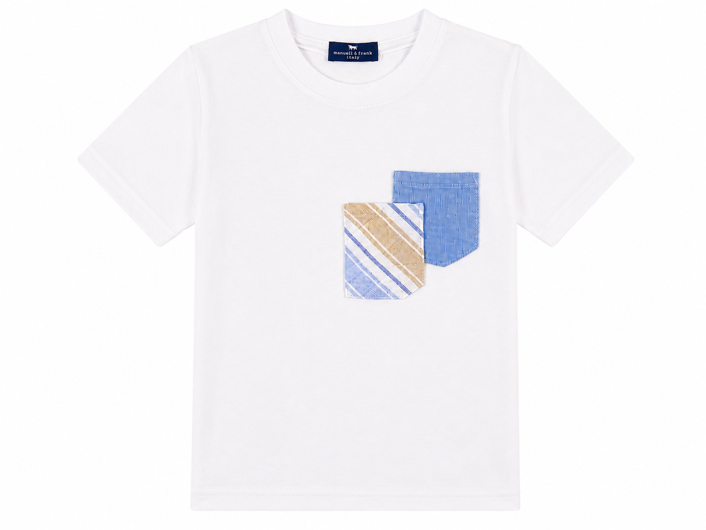 White newborn T-shirt with double contrasting pocket
