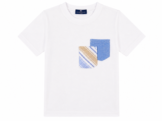 White newborn T-shirt with double contrasting pocket