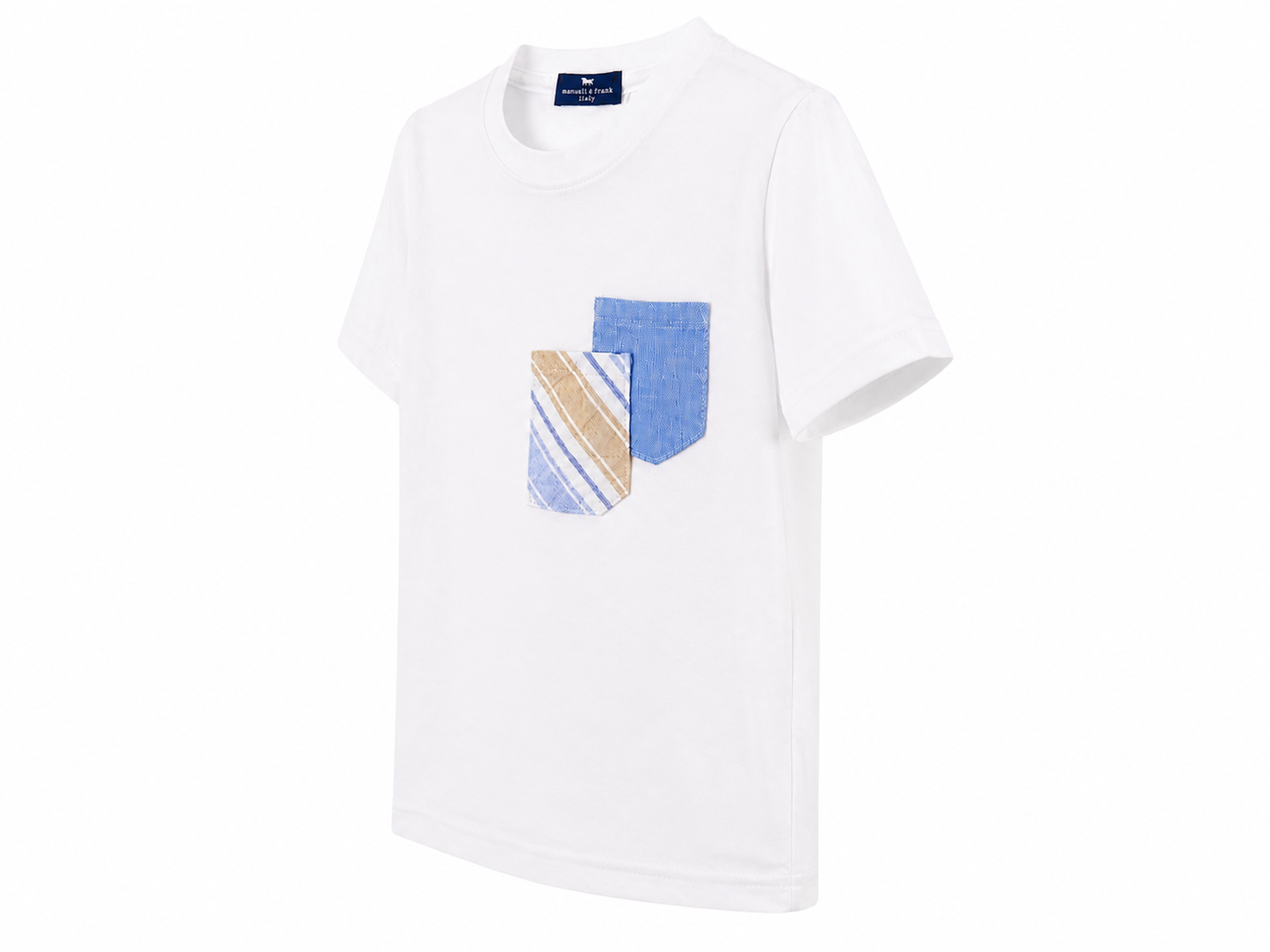 White newborn T-shirt with double contrasting pocket