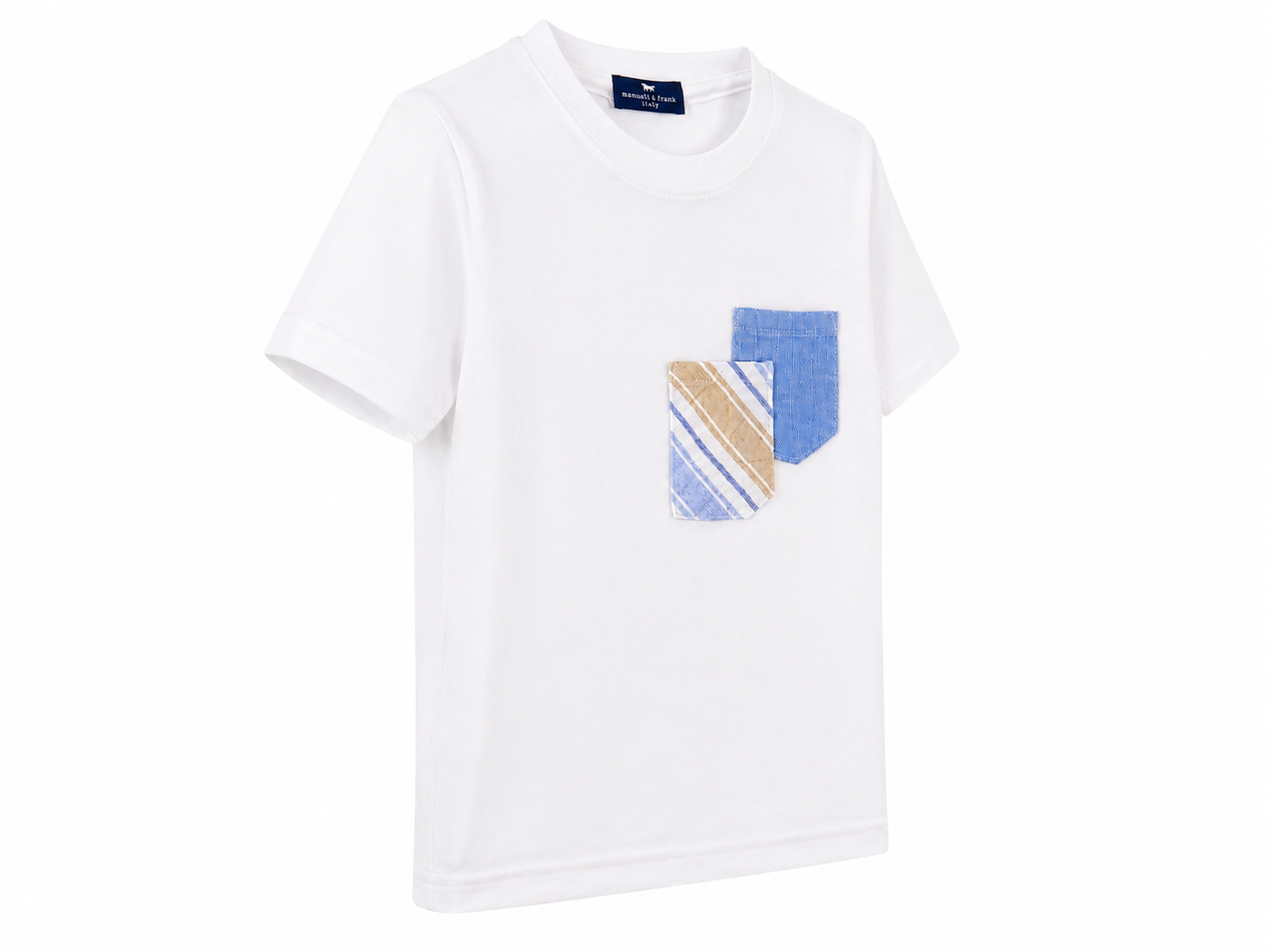 White newborn T-shirt with double contrasting pocket