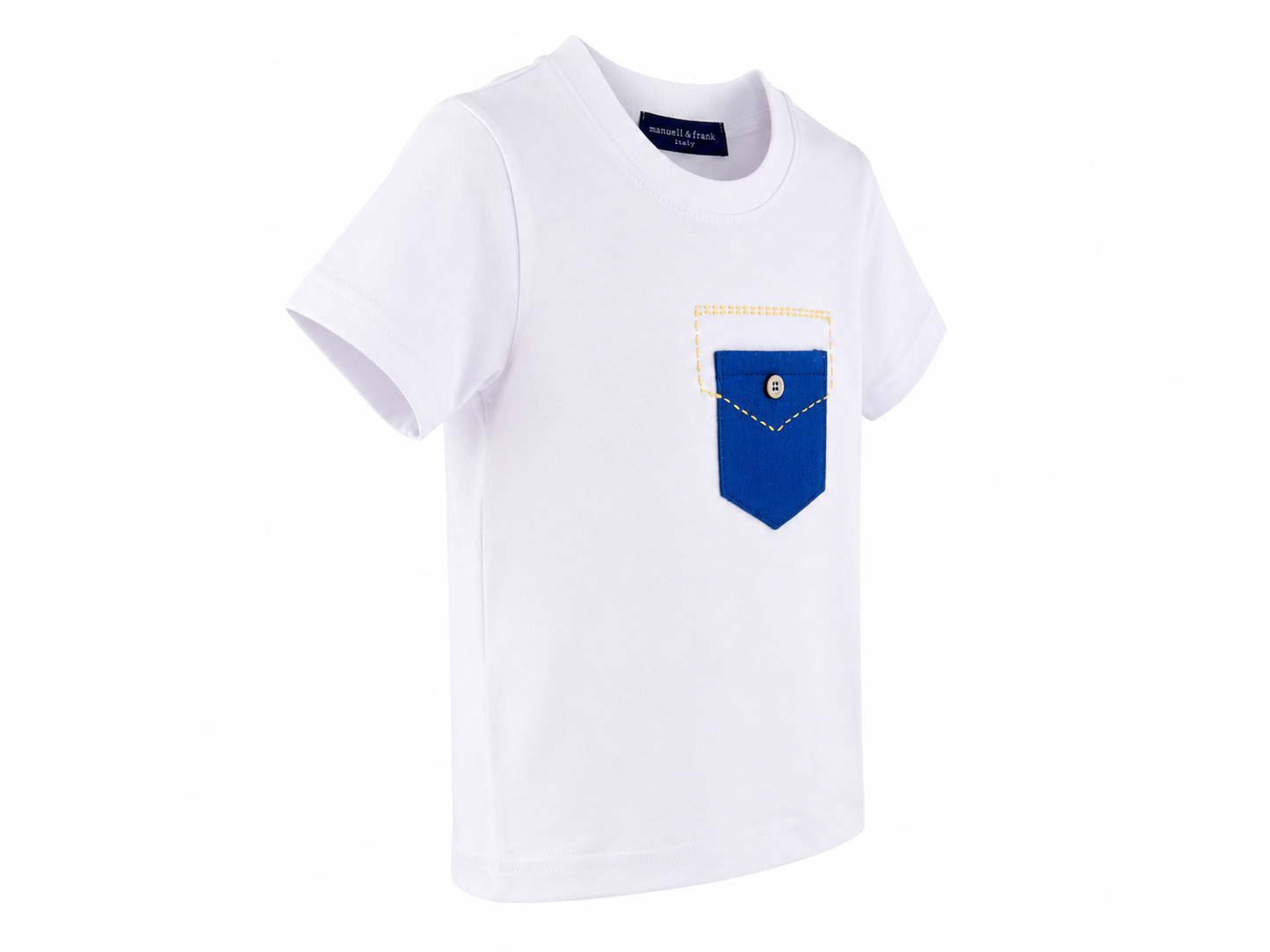T-shirt bianca basic con taschino blu jeans