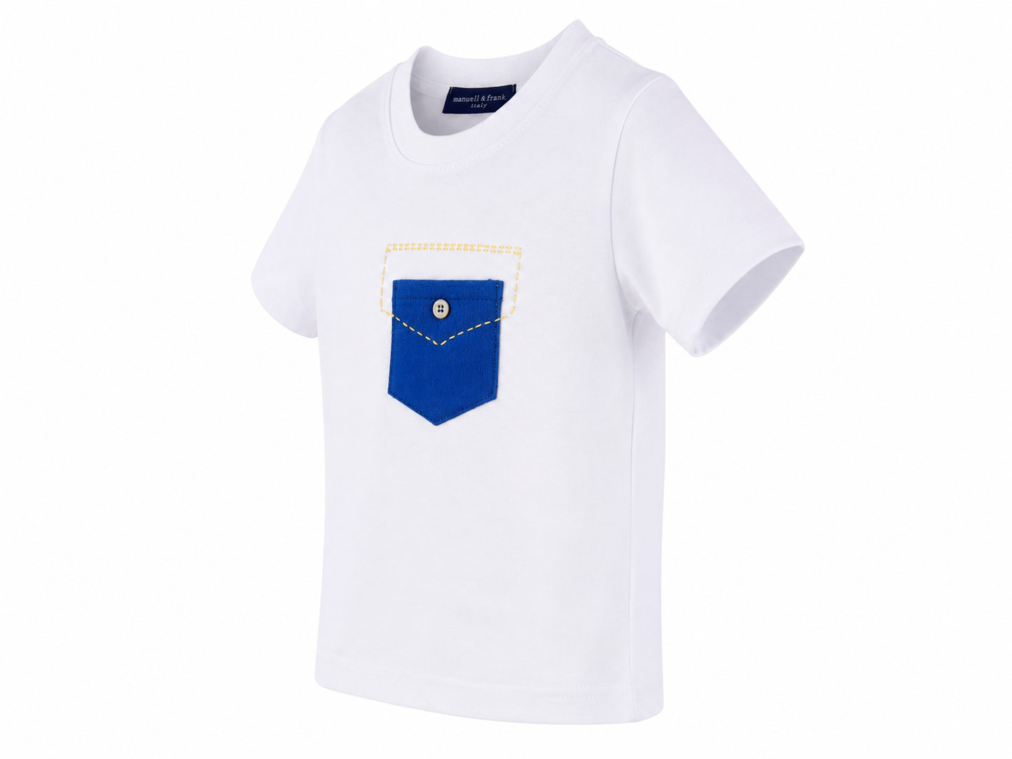 T-shirt bianca basic con taschino blu jeans