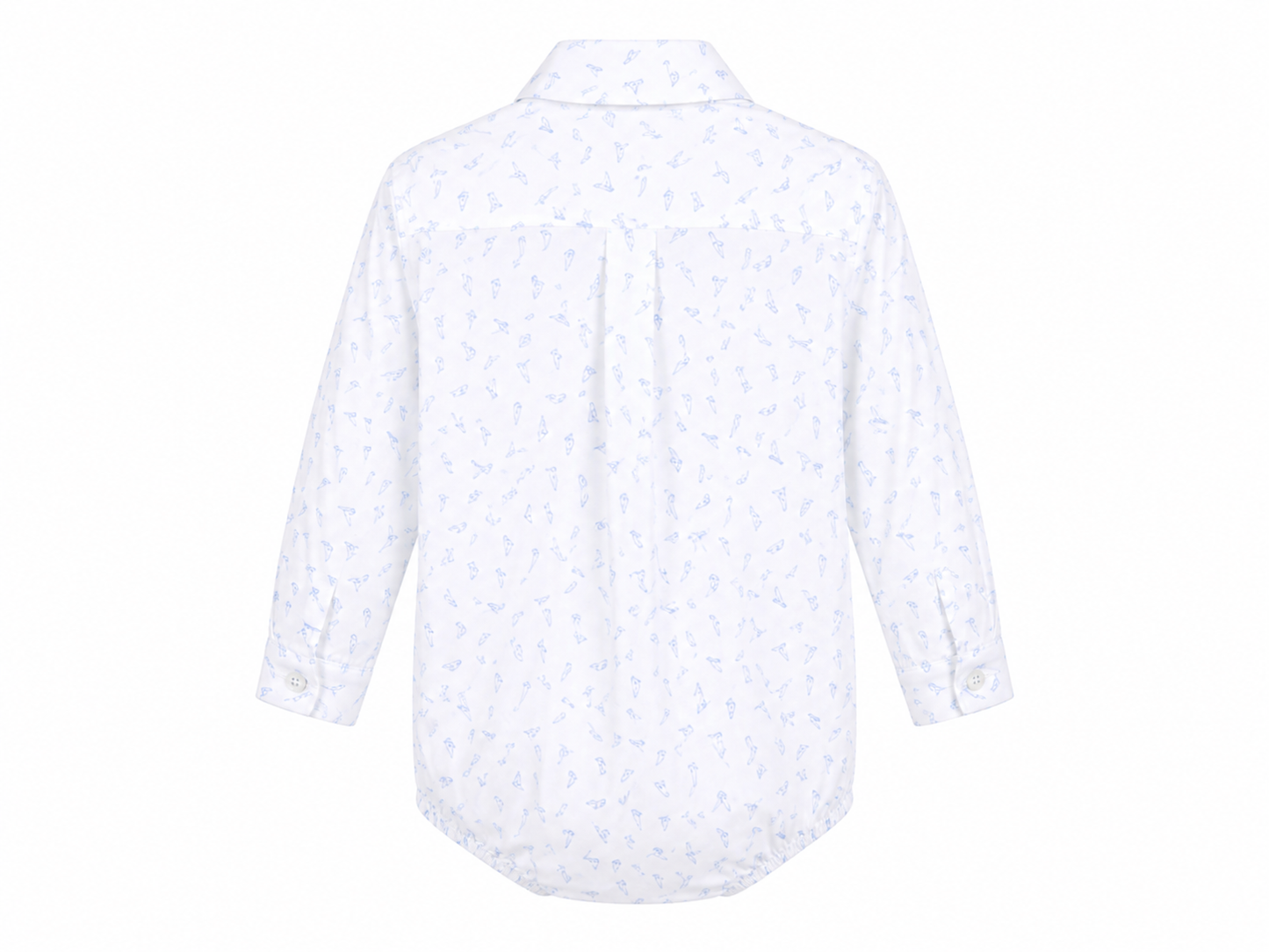 Camicia body neonato fondo bianco con micro fantasia azzurra