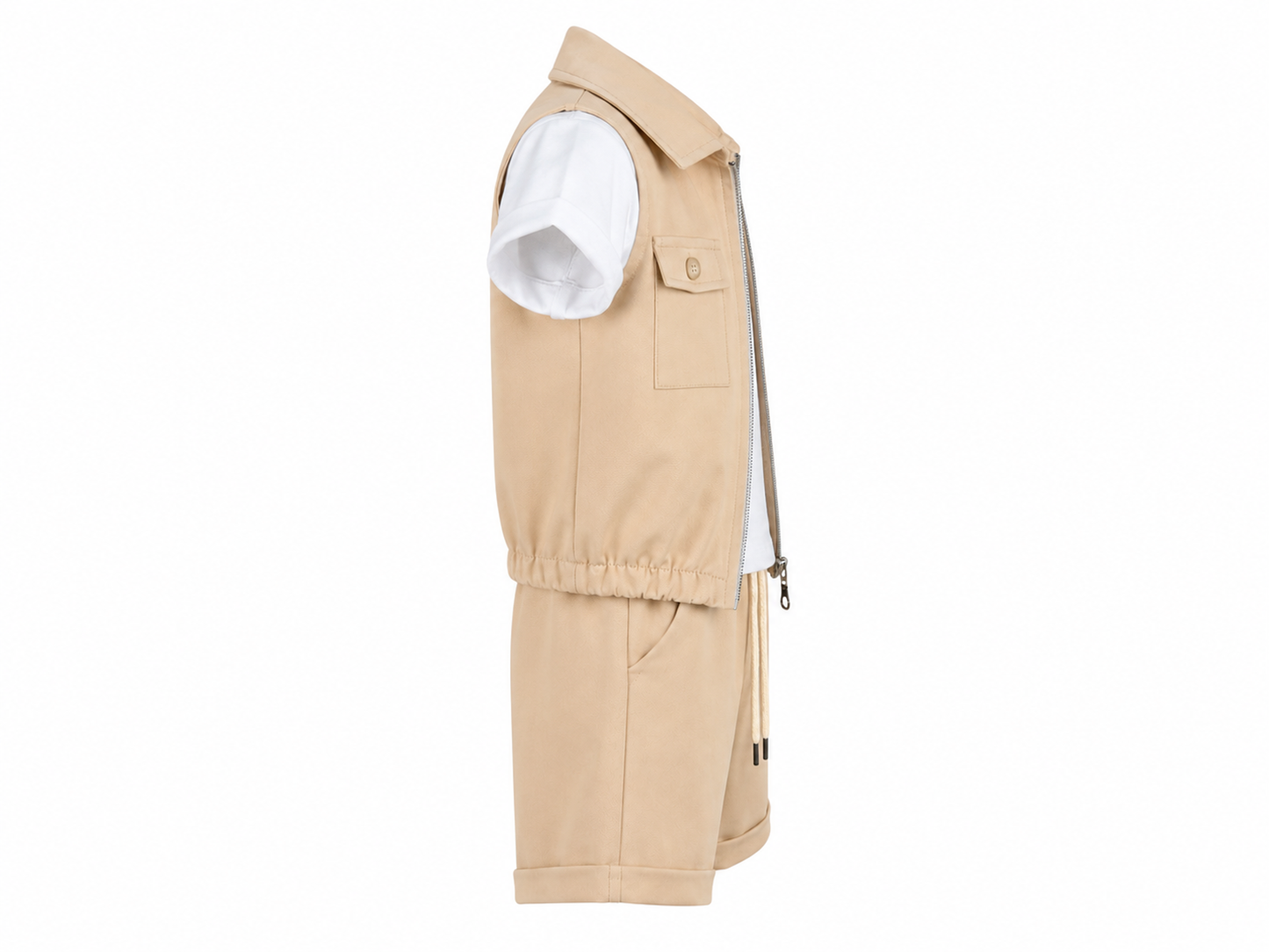 Completo neonato 3 pezzi beige con gilet