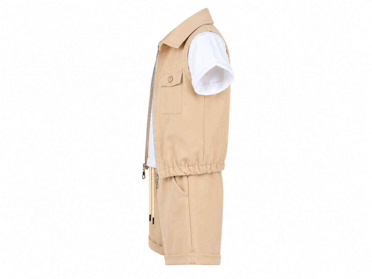Completo neonato 3 pezzi beige con gilet