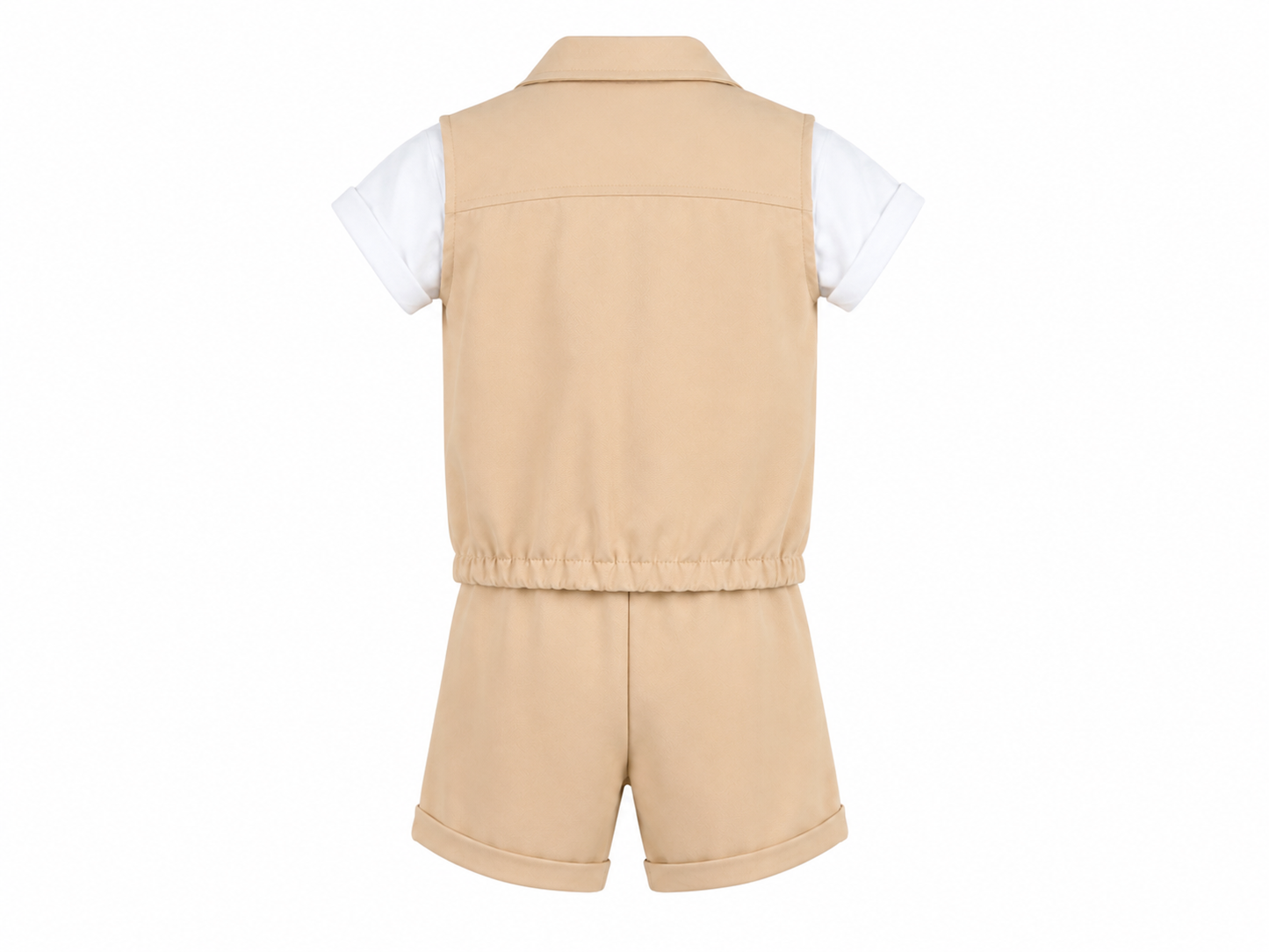 Completo neonato 3 pezzi beige con gilet
