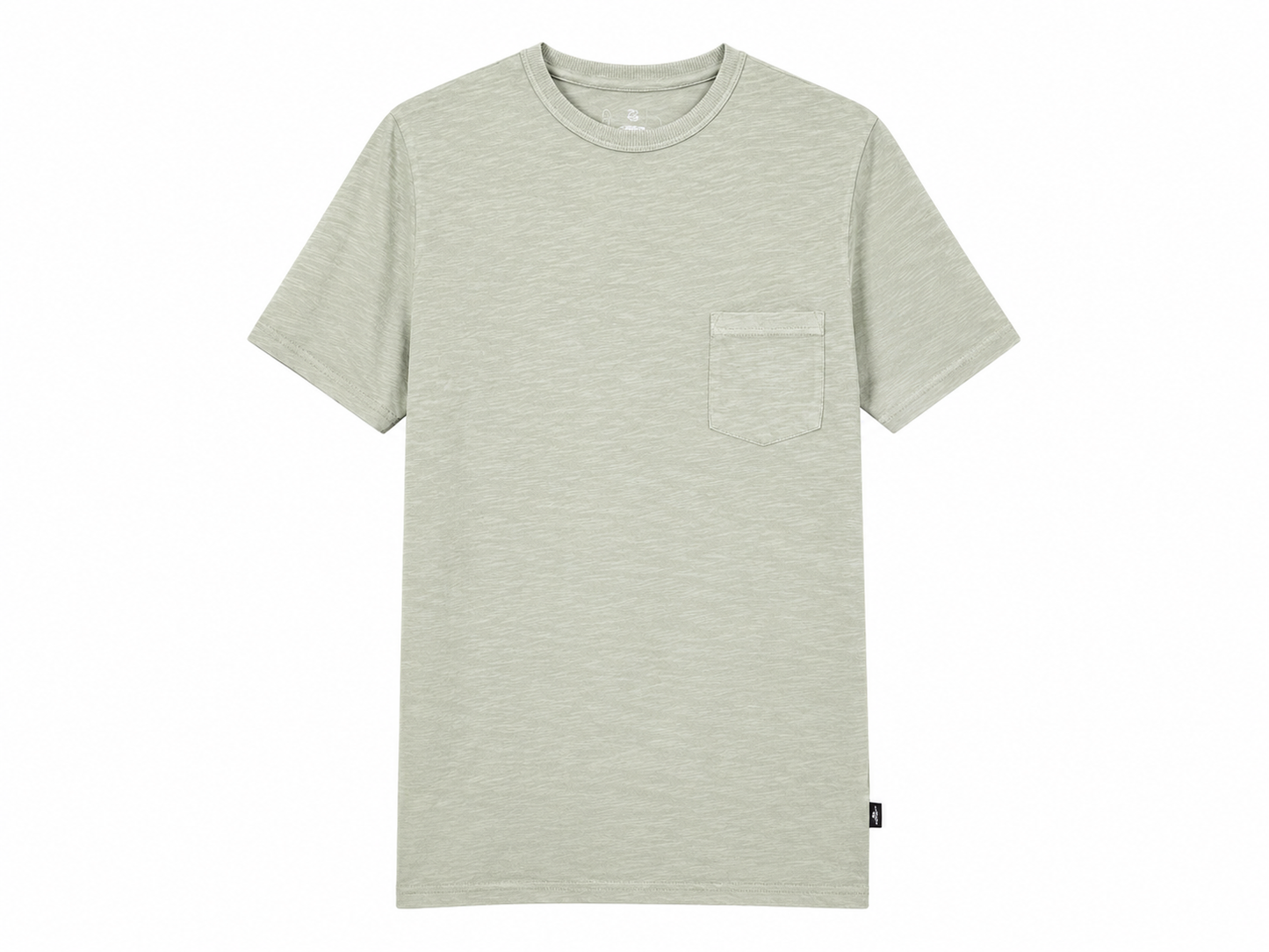T-shirt bambino basic in cotone verde militare con taschino