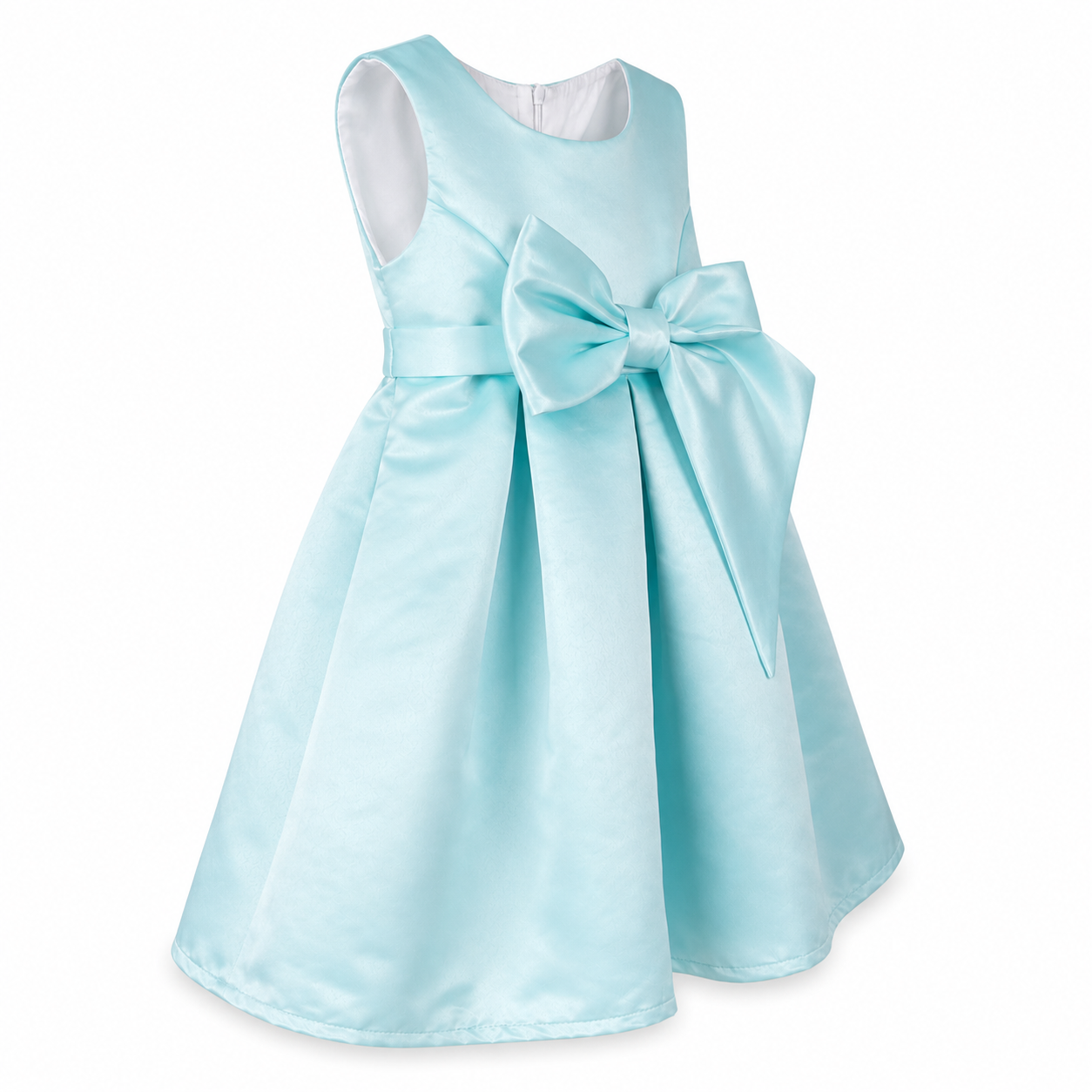 Abito cerimonia bambina con fiocco verde acqua