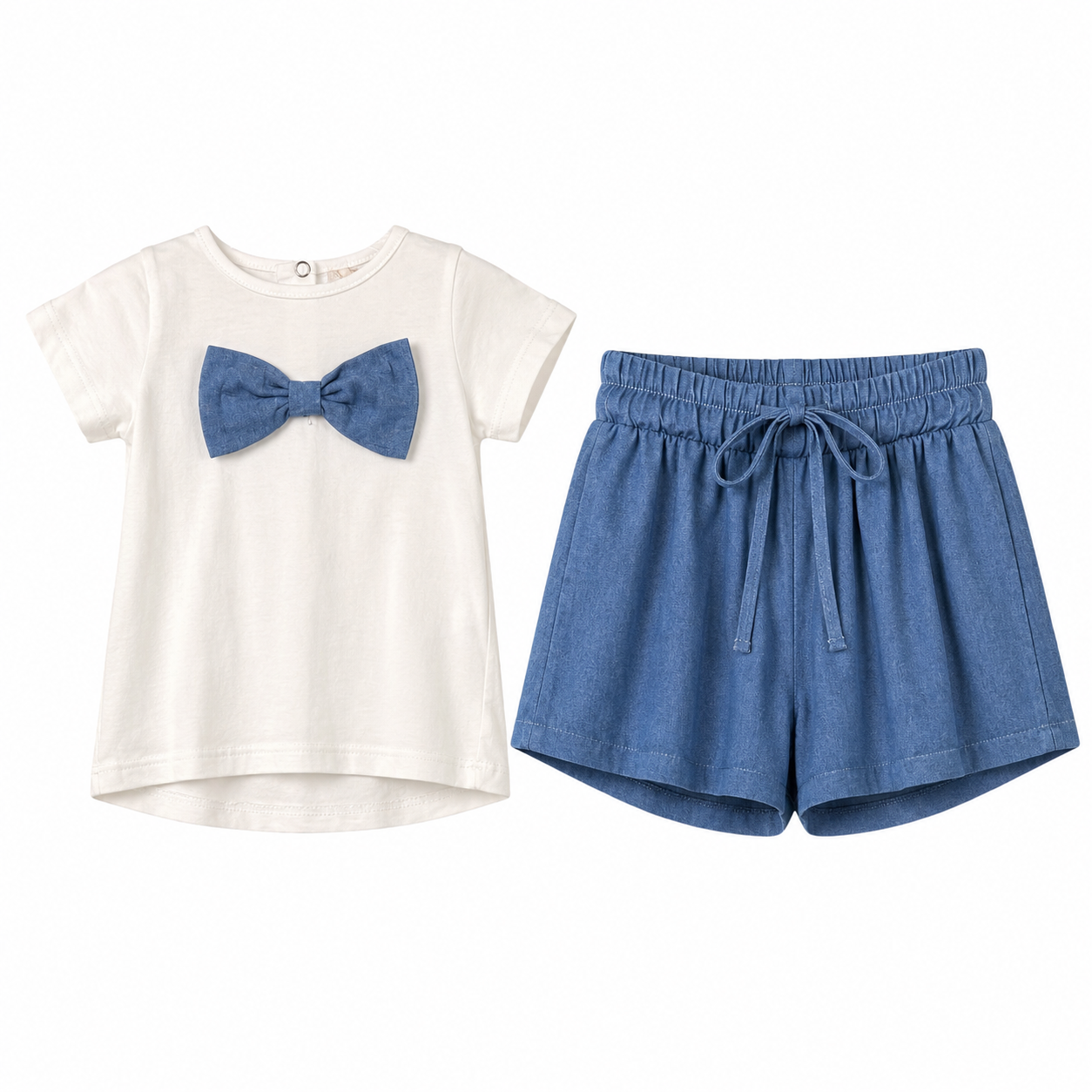 Completo estivo neonata t-shirt bianca e pantaloncino jeans