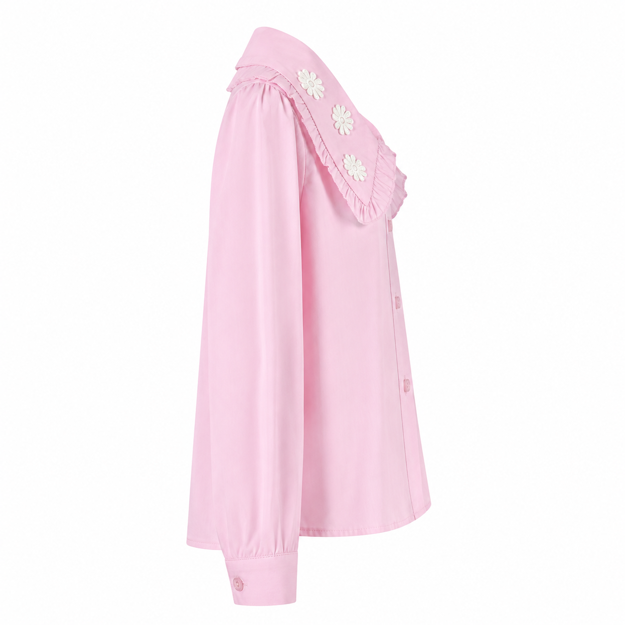 Camicia neonata con colletto a fiori rosa