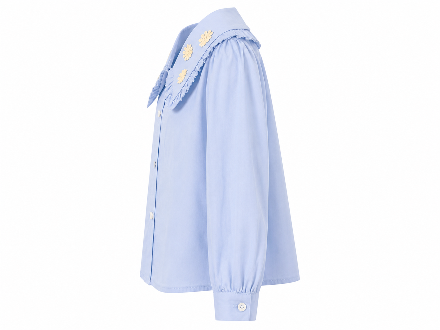 Camicia neonata con colletto a fiori azzurro