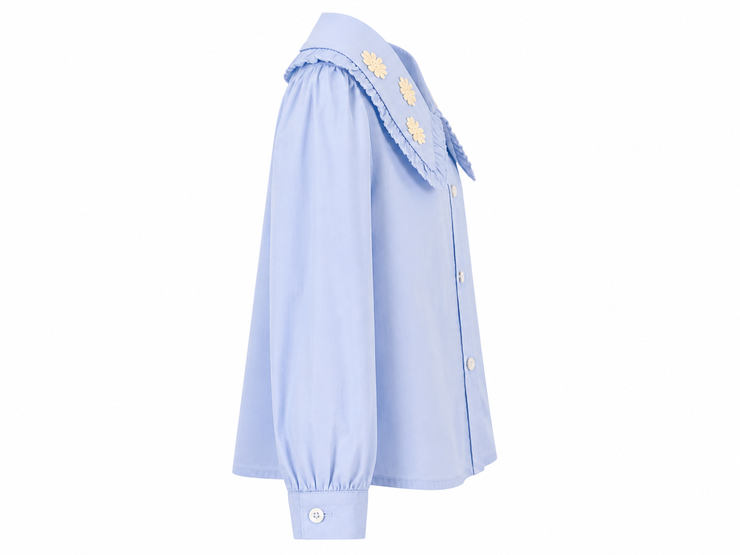 Camicia neonata con colletto a fiori azzurro