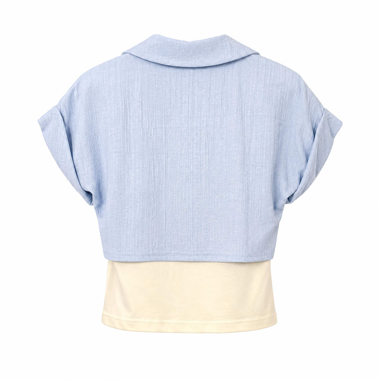 Completo 3 pezzi bambina con shorts cielo polvere