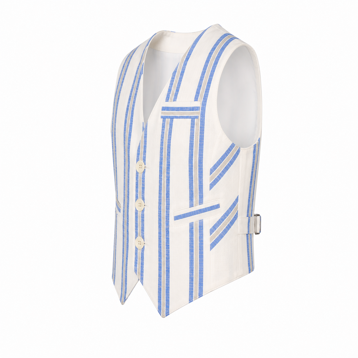Striped blue and beige waistcoat