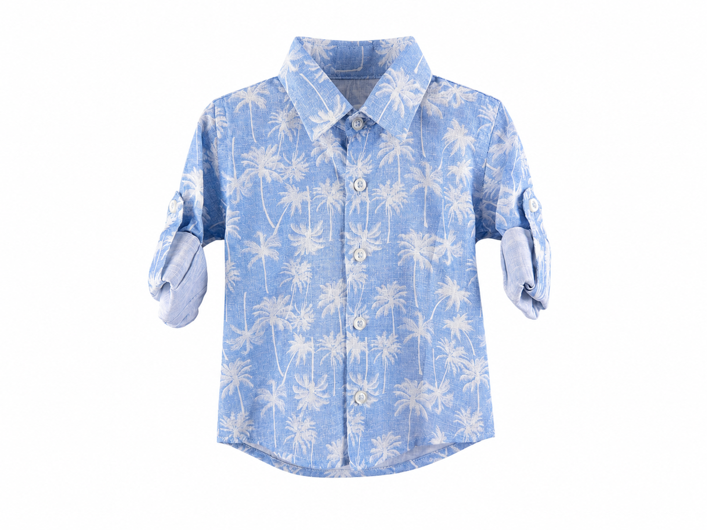 Camicia neonato azzurro cielo con stampa palme