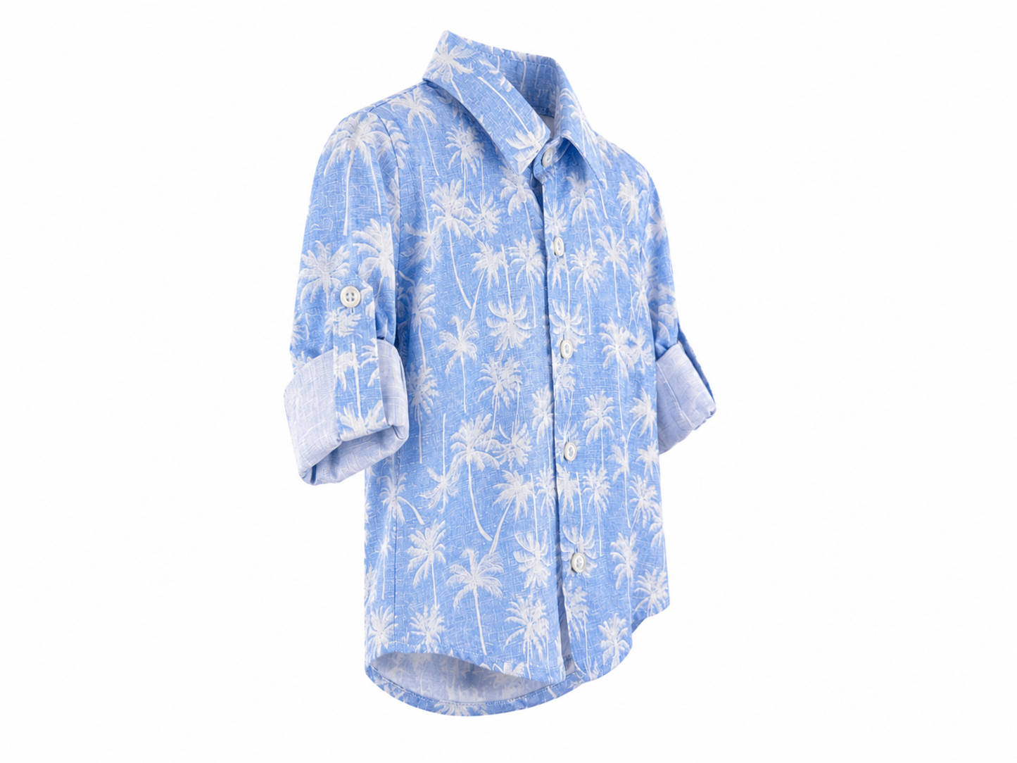 Camicia neonato azzurro cielo con stampa palme