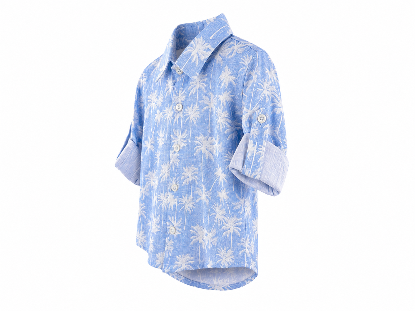 Camicia neonato azzurro cielo con stampa palme