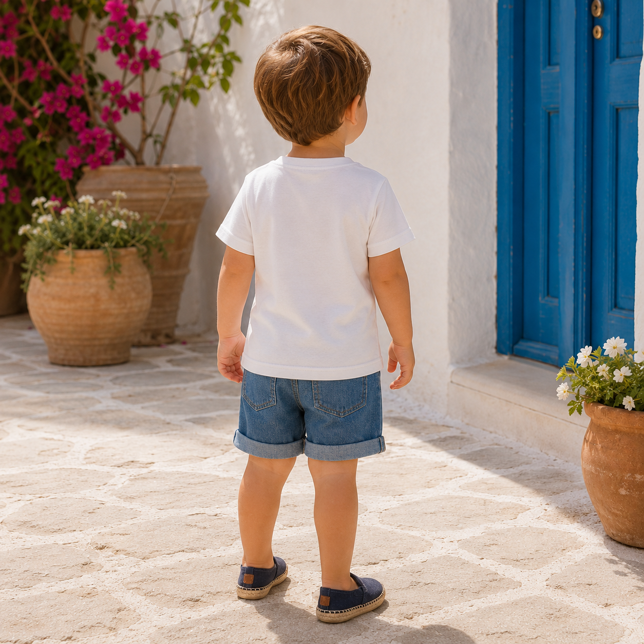 White newborn T-shirt with double contrasting pocket