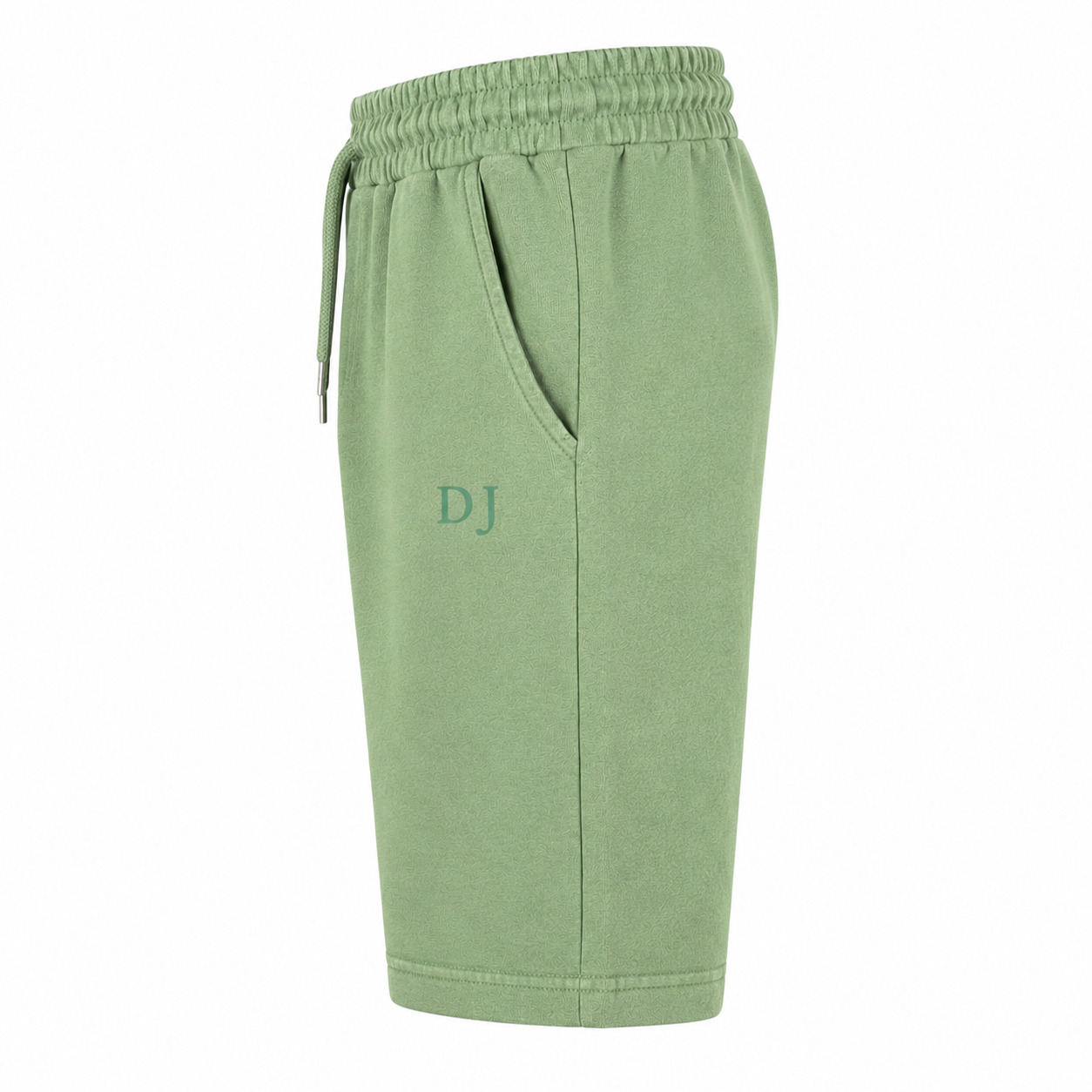 Boys' military green garment-dyed fleece Bermuda shorts with drawstring