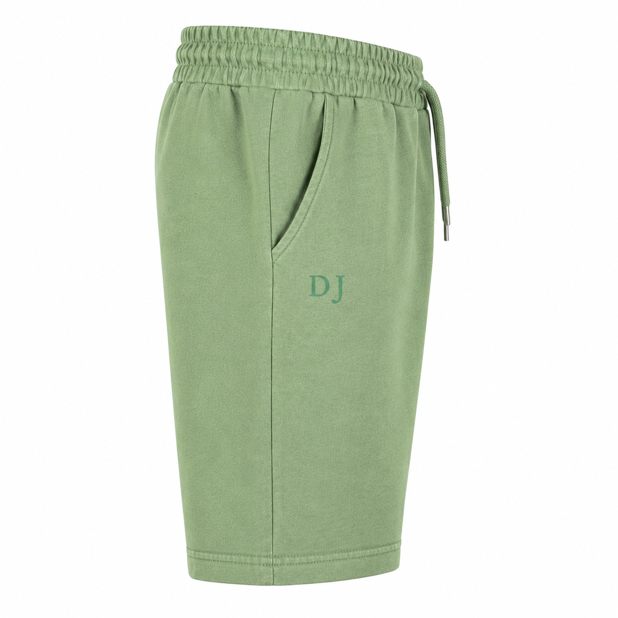 Boys' military green garment-dyed fleece Bermuda shorts with drawstring